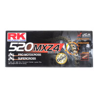 RK 520MXZ x 120L MX Race Motorcycle Chain Gold 12-52M-120GD